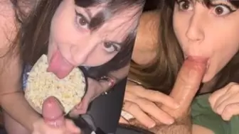 public bj in the cinema with a horny spanish whore I sperm on her popcorn