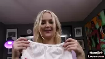 SELF PERSPECTIVE hand-job babe trying on underwear before tugging