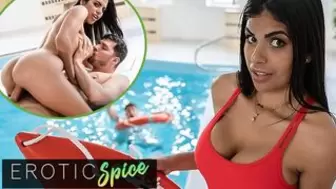 DEVIANTE - Humongous Breasts Lifeguard Sheila Ortega saves a massive meat so her wet vagina can get cream pie
