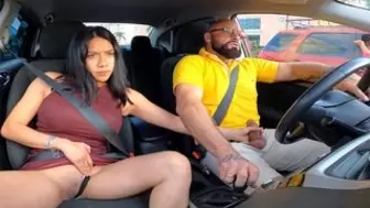 Housewife blows horny boy while driving
