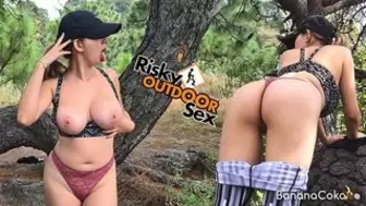 Risky Outdoor Sex in the forest Spunk Large Melons