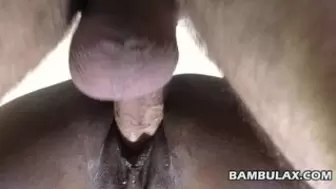 Spunk drips out of dark cunt after cream-pie amateurs