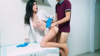 The nurse performed a manipulation to deprive the patient of virginity, hard fucking the stud to jizz