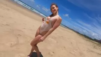 Letting Horny Strangers Watch Me Stuff my Swimsuit in my BEHIND! on Public Beach