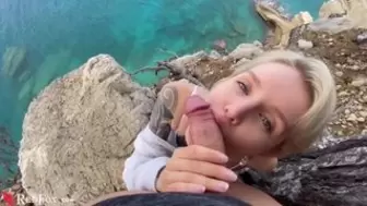 Hot Gf Passionately Blows Large Wang Ex Bf On The Ocean Shore