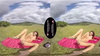Solo lady, Vanessa Decker masturbation outdoors, in VR