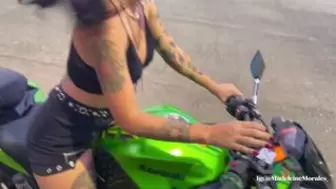 I learn to drive a motorcycle while my teacher controls my lush until I jizz