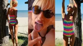 Blonde amatuer babe gets nailed and deepthroats in front of the perfect beach view | Saliva Bunny