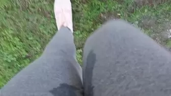 Nicoletta Gets her Yoga Pants Completely Wet in a Public Park - Extreme Pee Exposed