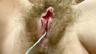 I Came Twice During My Period ! Close Up Hairy Twat Massive Clit Torturing Dripping Wet Climax P2