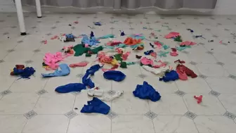 Vacuuming balloons scraps