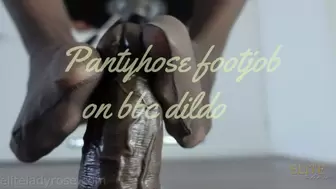 Pantyhose footjob on bbc dildo