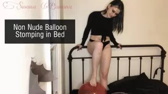 Non nude balloon stomping in bed