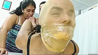 Laura, Wendy & Maria in: Sponge Gagged And Pantyhose Encased For Toe Sucking By Two Crazy Latina MILFs! (mp4)