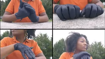 Hazel in Leather Gloves at the Park