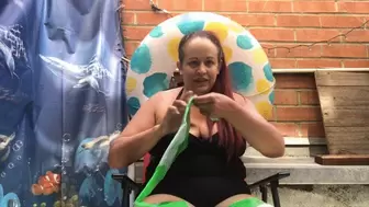 Inflating Striped Green Swim Ring- 4 21