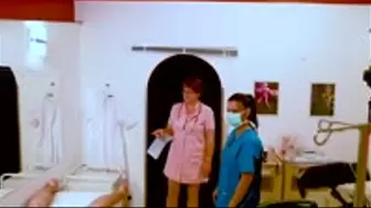 Anal examination with the young apprentice and the mature head nurse