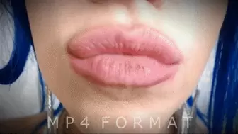 Glossy Dark Blue Lipstick Lips (HD) MP4
