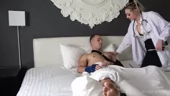 Nurse's Bedrest Blowjob For Broken Boy