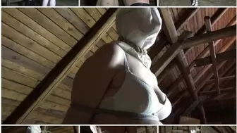 Slavegirl with hood in innocent white