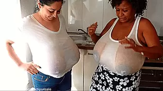 Maja meets Alice and Pam Part 32 - Wet T-Shirts and Soapy Boobs in the Kitchen - Alternate Version (Clip No 2162 - mp4 version)