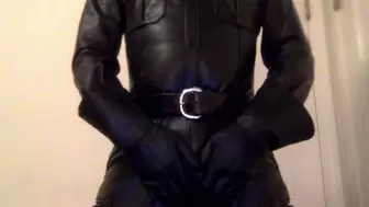 Leather man pulls out his cock and shoots cum at you