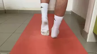 STRETCHING AFTER WORKOUT STINKY FEET IN SOCKS KIRA - MP4 HD