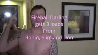 Fireball Darlin gets 3 loads from Ronin, Slim and Don (540p)