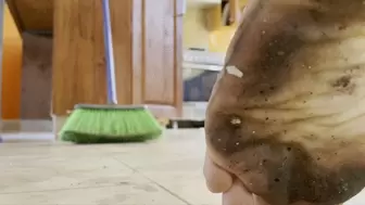 Dirty feet floor cleaning housewife mess