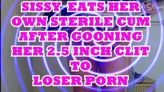 shrimpdick 2 finger sissy eats her own cum after gooning to loser porn (HD 1080)