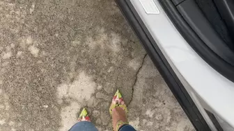 Sexy Revving in the Buick Encore in Transparent Pointy Toe Slingback Heels
