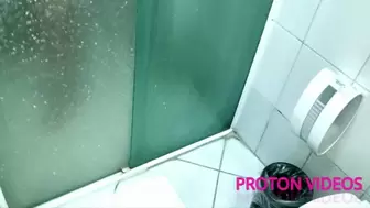 Backstage shower with the fitness milf