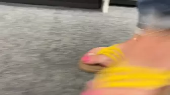 Mimi Walks & Slaps Her Heels in Sanuk Flip Flops in CVS