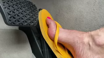 Pedal Closeup- Mimi Drives Her BMW in Flip Flops
