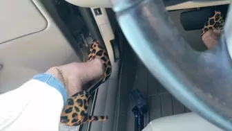 Mimi Drives the BMW in Leopard Print Pumps & Barefoot