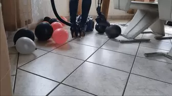 Vacuuming and Crushing colorful Balloons with black Boots