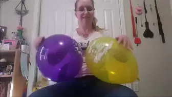 Nerdy Girl Sit To Pop Balloons