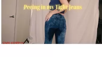 Peeing in Tight Blue Jeans