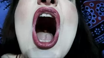 Massive yawning extreme mouth closeup