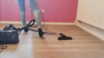 Vacuuming Dangling and Dipping with black Pumps and Socks