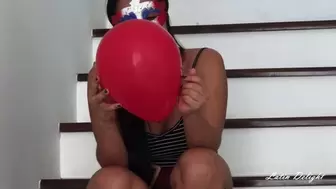 Popping BALLOONS on the stairs