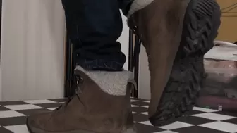 Cock flattened brutally under Tanja's Timberland boots - Cam 2