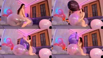 B2P 16" Black and Purple Uniques With Some Clear Balloon Bouncing
