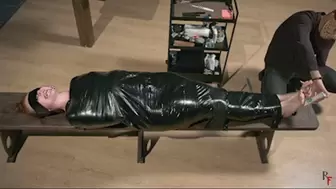 Extremely ticklish big Anastasia's feet in PVC cocoon + Interview (HD 720p MP4)