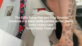 The Daily Dump Pee and Plop Sounds Giantess in a dress white panties on her phone potty voyeur cam Toilet Fetish Time pt2