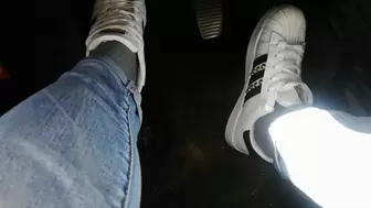 Sneaker fetish Adidas superstar pedal pumping driving