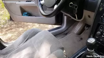Driving in Sandals Above the Pedals and Side View