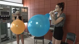 Adara and Lilac Race to Blow Cattex 19" Round Balloons to Bursting (MP4 - 1080p)
