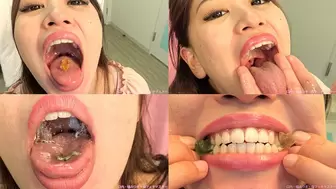 Ena - Showing inside her mouth, sucking fingers, chewing gummy candys and dried sardines MOUT-03 - wmv