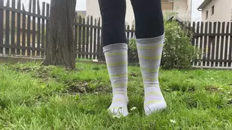 WALKING ON GRASS IN HER SOCKS - MP4 Mobile Version